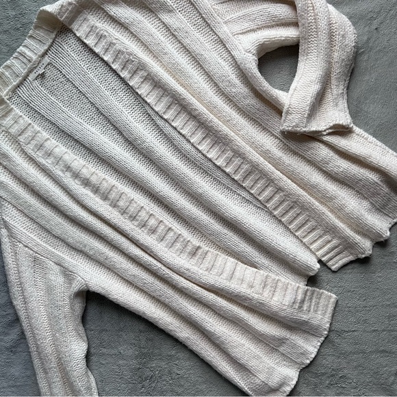 PacSun Chunky Rib Knit Open Front Cozy Cardigan Sweater White One Size - Picture 1 of 14
